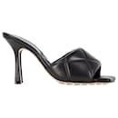 Bottega Veneta Lido Mules in Black Lambskin Leather