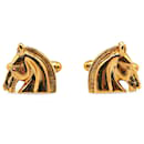 Hermès Gold Gold Plated Cheval Cufflinks