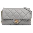 Chanel Gris Matelassé en Agneau Crush sur Chaînes Flap