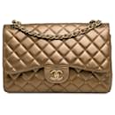 Chanel Gold Jumbo Classic Lambskin Double Flap