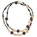 NINE CHANEL NECKLACE SAUTOIR CC LOGO & WOODEN BEADS 110-115 GOLD METAL NECKLACE - Chanel