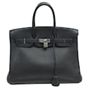 HERMES BIRKIN 35 TAURILLON CLEMENCE BLACK LEATHER HAND BAG PURSE - Hermès