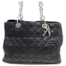 SAC A MAIN CHRISTIAN DIOR LADY SOFT EN CUIR CANNAGE NOIR CABAS HANDBAG - Christian Dior