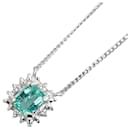 Platinum Pt900 Pt850 Emerald 0.36ct Diamond Necklace in Great Condition - & Other Stories