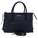 Sac à main Miu Miu en cuir 2 voies bleu marine Auth ki4565