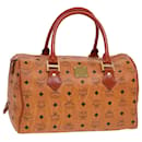 MCM Vicetos Logogram Sac Boston en cuir PVC 2 voies marron Auth 78550