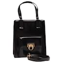 Salvatore Ferragamo Gancini Shoulder Bag Enamel Black Auth 78769