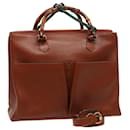 GUCCI Bamboo Tote Bag Leather 2way Brown 002 2855 0322 0 Auth ep4414 - Gucci