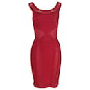 Herve Leger Sleeveless Bandage Dress in Red Rayon