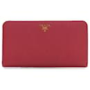 Prada Pink Saffiano Zip Wallet