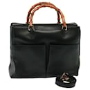 Sac à main en cuir GUCCI Bamboo 2 voies noir 002 2855 0322 0 Auth th5023 - Gucci