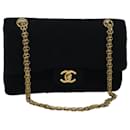 CHANEL Matelasse Turn Lock Chain Bag Cotton Vintage Black CC Auth yk13023 - Chanel