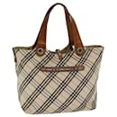 Burberry Nova Check Blue Label Tote Bag Beige Auth 78539