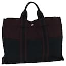 HERMES Fourre Tout MM Tote Bag Canvas Bordeaux Auth kk257 - Hermès