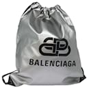 BALENCIAGA BB Explorer Backpack Nylon Silver 593648 Auth 74772 - Balenciaga