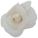 CHANEL Flower Brooch Nylon White CC Auth bs14627 - Chanel