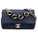 Chanel Blue Small Lambskin Elegant Chain Single Flap