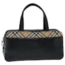 Borsa a mano in pelle e tela Nova Check di BURBERRY Nero Beige Auth yk13164 - Burberry