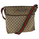 Bolsa de ombro em lona GG Sherry Line da GUCCI Vermelha Bege Verde 189751 Auth yt998 - Gucci