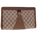 GUCCI GG Supreme Web Sherry Line Clutch Bag PVC Beige Rot 89 01 033 Auth 77681 - Gucci