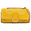 Fendi Yellow Embroidered Lace Chain Baguette