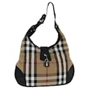 Sac à bandoulière Burberry Nova Check en toile et cuir beige et noir Auth 77769