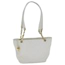 CHANEL V Stitch Bolsa de Ombro Couro Caviar Branco CC Auth 78485 - Chanel