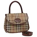 Burberrys Nova Check Hand Bag PVC Leather 2way Beige Auth 78448 - Autre Marque