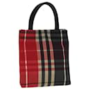 Burberry Nova Check Handtasche aus Canvas Rot Auth 78853