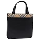 BURBERRY Nova Check Hand Bag Nylon Leather Beige Black Auth 78540 - Burberry