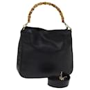 Bolsa de Ombro de Couro GUCCI Bamboo 2way Preta 001 1705 1638 Auth th5024 - Gucci