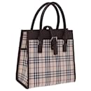 BURBERRY Nova Check Hand Bag Nylon Canvas Beige Auth mr245 - Burberry