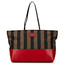 Fendi Brown Medium Pequin Canvas Roll Tote