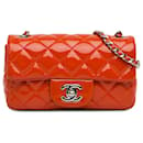 Chanel Rojo Mini Rectangular Clásico de Charol con Solapa Simple