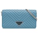 Prada Blue Mini Impunture Diagramme Wallet on Chain