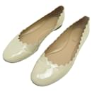 CHAUSSURES CHLOE BALLERINES LAUREN 40.5 CUIR VERNI BEIGE LEATHER SHOES - Chloé