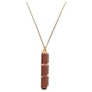 COLLIER HERMES CHARNIERE GM 84 CM CUIR METAL DORE LEATHER GOLDEN NECKLACE - Hermès