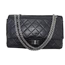 CHANEL 2.55 MAXI JUMBO QUILTED BLACK LEATHER SHOULDER BAG - Chanel