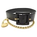 CINTURÃO VINTAGE CHANEL LOGO GRANDE MEDALHÃO EM COURO PRETO 70 - Chanel