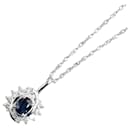 Collana in platino Pt850 con zaffiro da 0,37 ct e diamante da 0,16 ct in ottime condizioni - & Other Stories