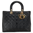 Dior Lady Dior Handbag Black Lambskin in Very Good Condition