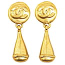 Chanel Vintage Coco Mark Earrings Gold Plated in Very Good Condition