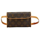 Bolsa de cintura Louis Vuitton Monogram Pochette Florentine M51855 em couro PVC marrom em muito bom estado