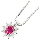 Platinum Pt900 Pt850 Ruby 0.67ct Diamond 0.41ct Pendant Necklace in Great Condition - & Other Stories