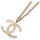 Chanel Coco Mark Rhinestone Necklace in Champagne Gold