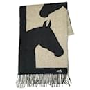 Hermes Cashmere Shawl Scarf - Love Story Black Beige - Hermès