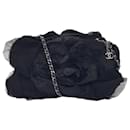 Chanel Black Satin Camellia Chain Strap Handbag