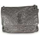 Saint Laurent Storm Crinkled Calfskin Matelasse Medium Niki Chain Satchel