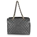 Chanel Grand Shopper Tote en Cuir Caviar Noir Matelassé