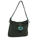 FENDI Mamma Baguette Bolsa de Ombro Algodão Verde Auth mr306 - Fendi